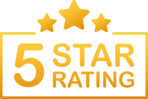 5 star rating. Badge